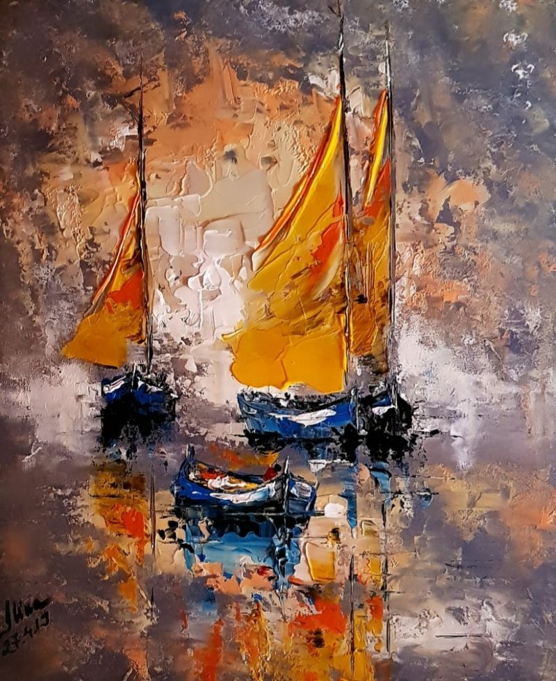 ArteDiAlina.com painting: blue boats